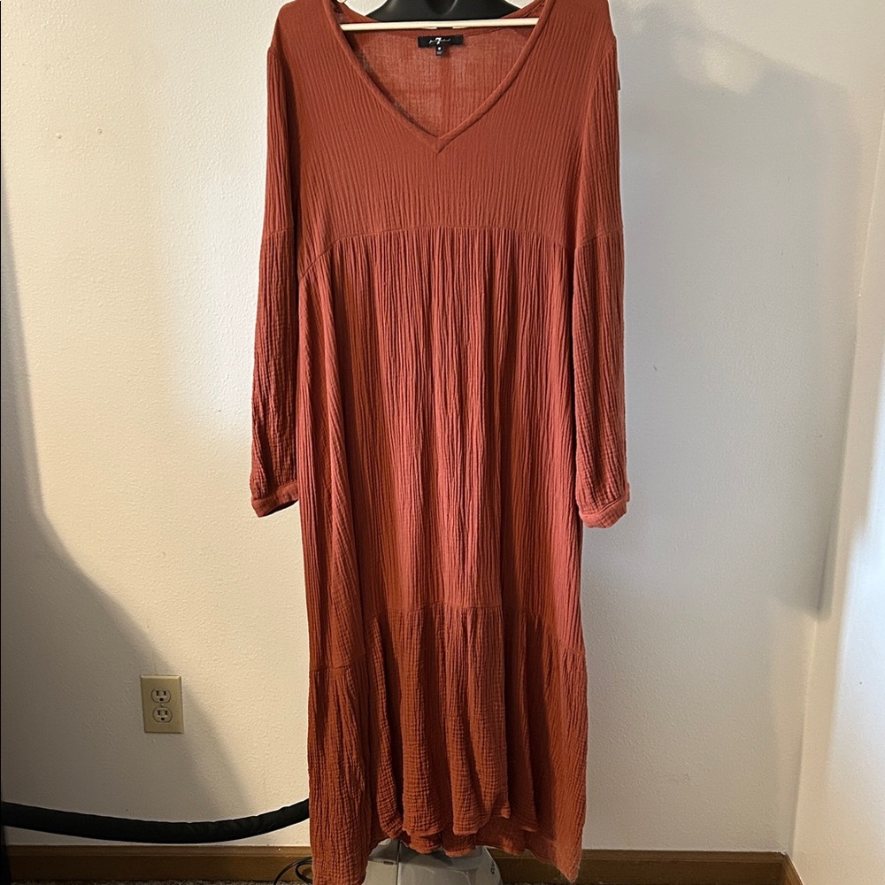 7 For All Mankind Terracotta Long Sleeve Dress